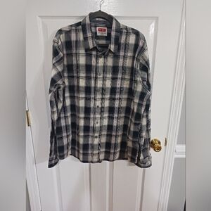 Wrangler Dress Shirt Long Sleeves 2 Poker Button Up Plaid XL Size Vintage